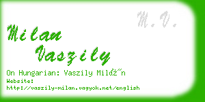 milan vaszily business card